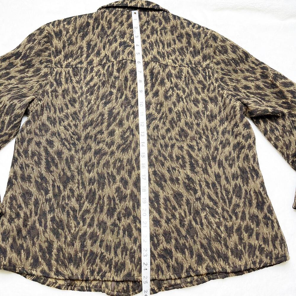 LAURA ASHLEY Tan Brown Cheetah Animal Print Button Down Blazer Jacket Large - Picture 5 of 8
